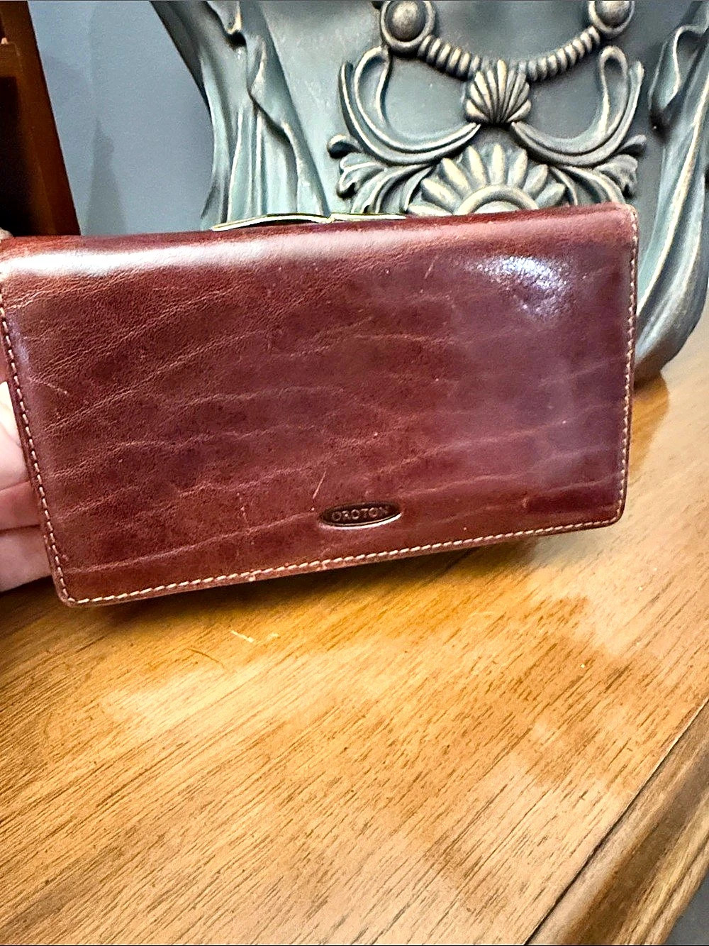 Oroton Leather Wallet in Brown
